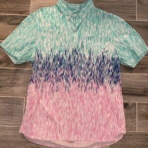 Chubbies Men's Ombré Colorful Preppy‎ Shirt Short Sleeve Collared Size L Beach